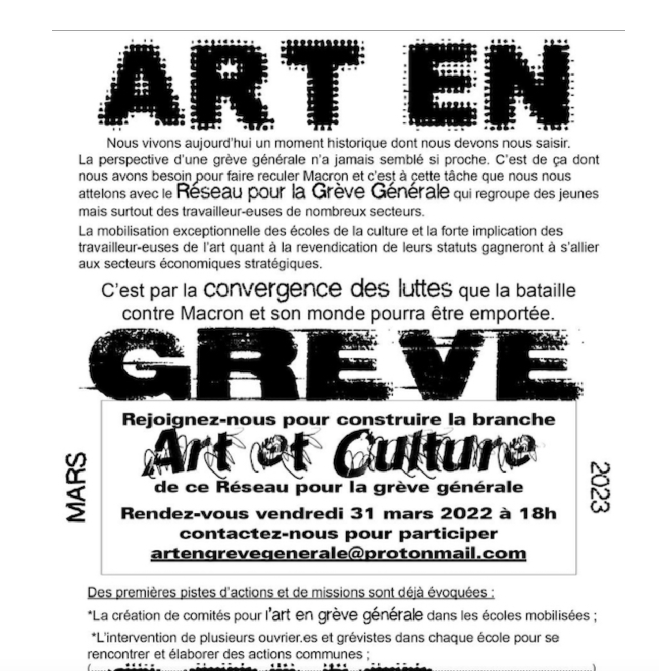 Sandra Lucbert, « Pour quoi l’Art lutte-t-il ? », en amont de la réunion pour la création de la commission Art du Réseau Grève Générale